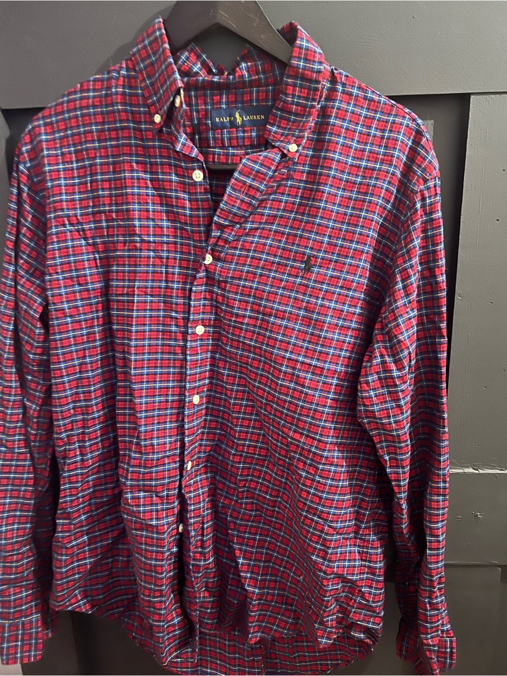 Ralph Lauren Red and Blue Plaid Button-Down Shirt